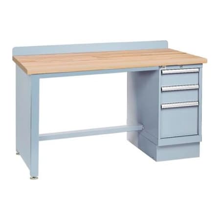 Lista International Technical Workbench w/Tech Leg, 3 Drawer Cabinet, Butcher Block Top - Gray XSTB20-60BT/LG